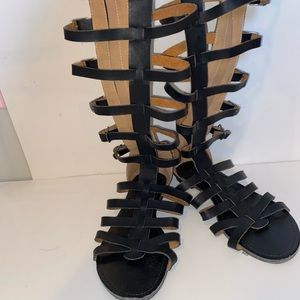 Charlotte Russe All Black Calves Gladiator Sandals
